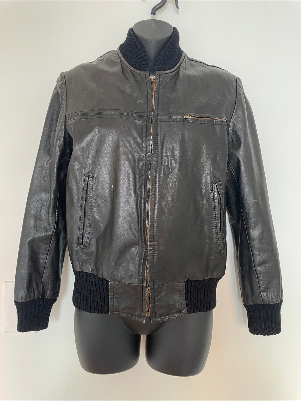 Vintage Leather Pilot Bomber Jacket